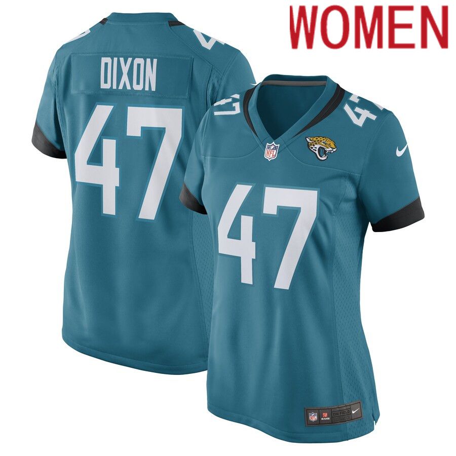 Women Jacksonville Jaguars 47 De Shaan Dixon Nike Teal Game Player NFL Jersey